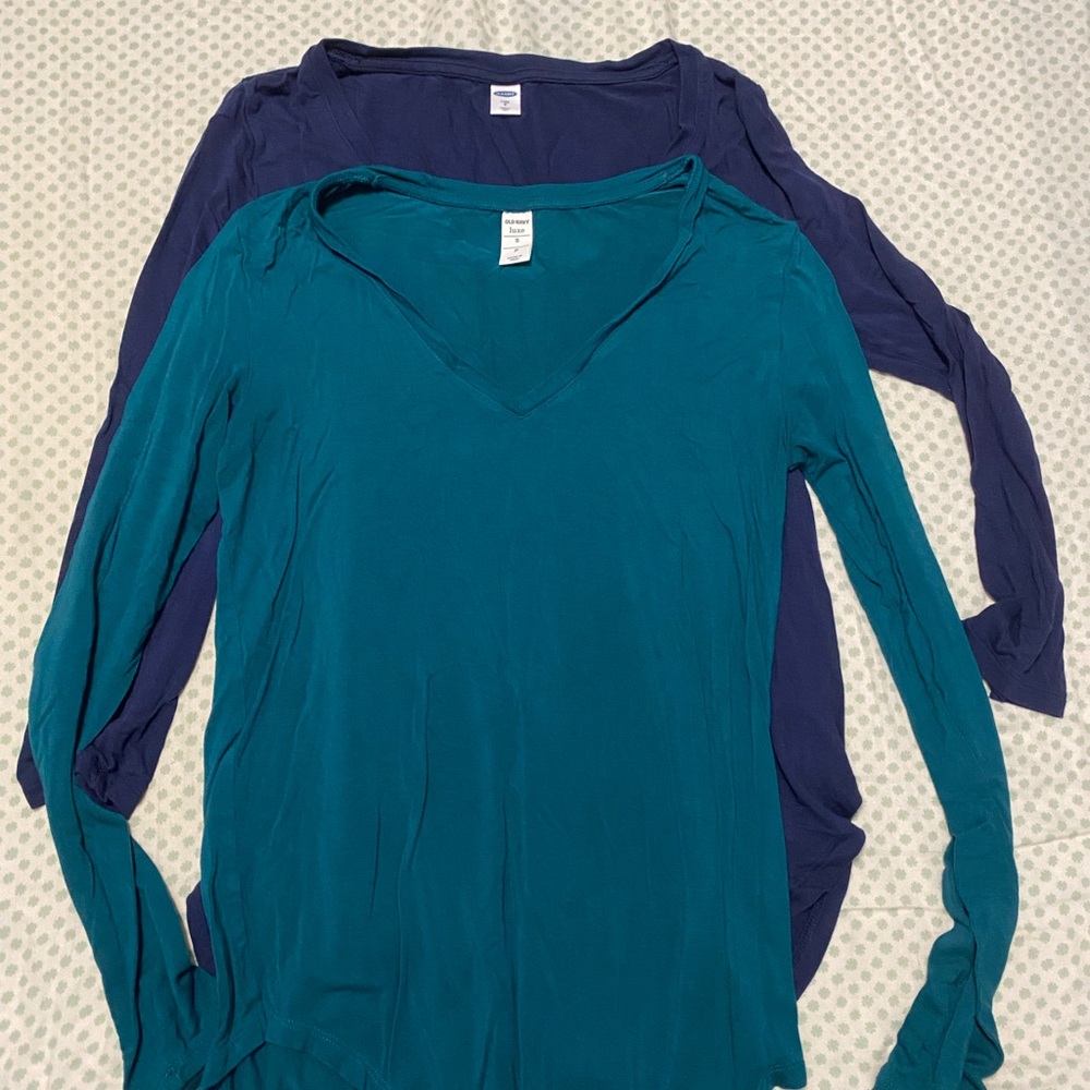 Old Navy Teal and Navy Long Sleeve Tops